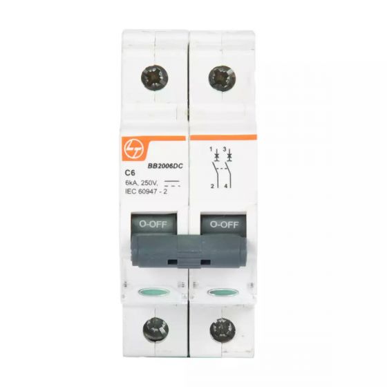 BB2006DC EXORA MCB 6A DP 250V DC 6kA C Curve