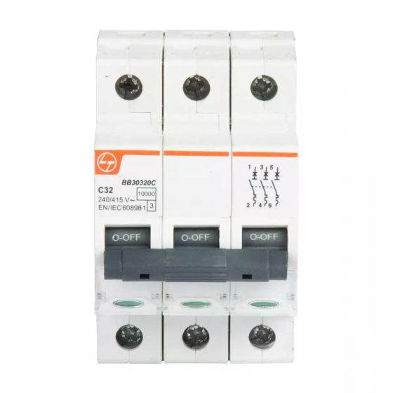 BB30320C EXORA MCB 32A TP 415V AC 10kA C Curve