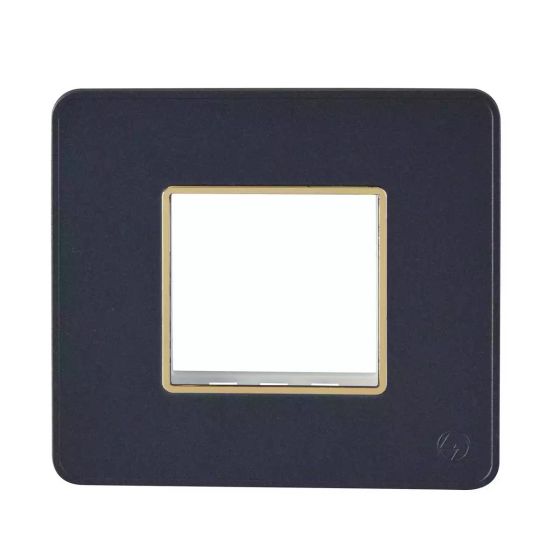 CB93102FS06 enGem 2 Module Stone Grey Plate with Golden Bezel