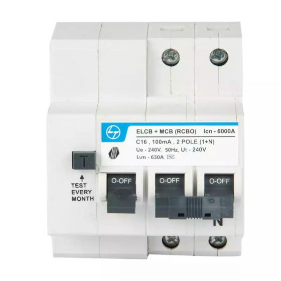 CB90003OOBO Tripper RCBO(EL+MCB) 16A DP 240V AC 6kA 100mA C Curve