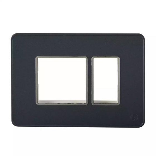 CB93103FS05 enGem  3 Module  Stone Grey   Plate with chrome Bezel