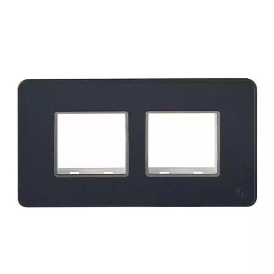 CB93104FS05 enGem  4 Module  Stone Grey   Plate with chrome Bezel