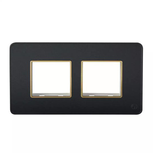 CB93104FS06 enGem  4 Module  Stone Grey   Plate with Golden Bezel